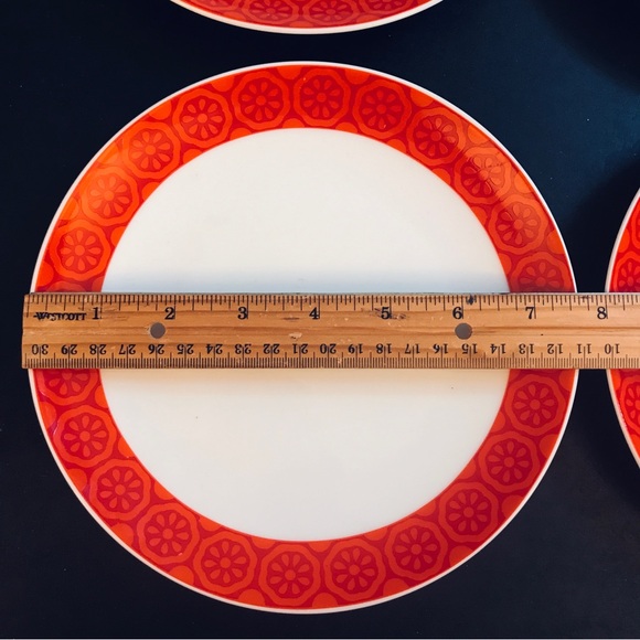 4 Winterling Bavaria Lunch Salad Plates 7.75" Red Orange MCM Floral Daisy 60s - Picture 10 of 16